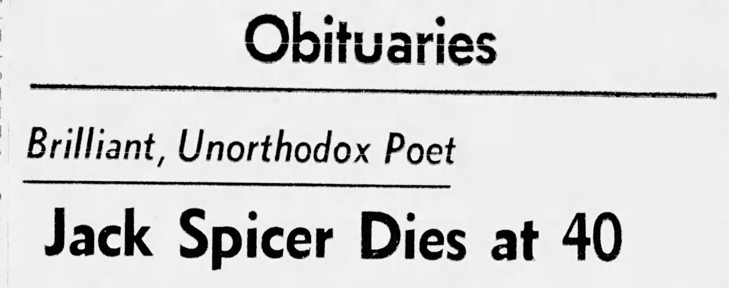 Jack Spicer at 101 by David S. Wills Beatdom