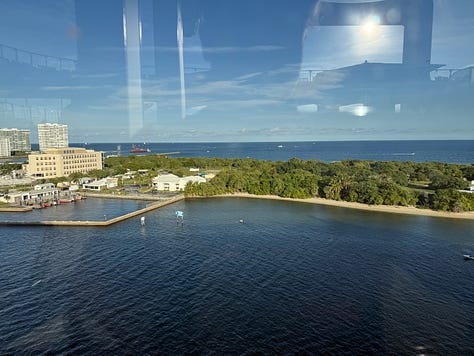 Dan and I always like to be on the top deck as our cruise ships leave port.