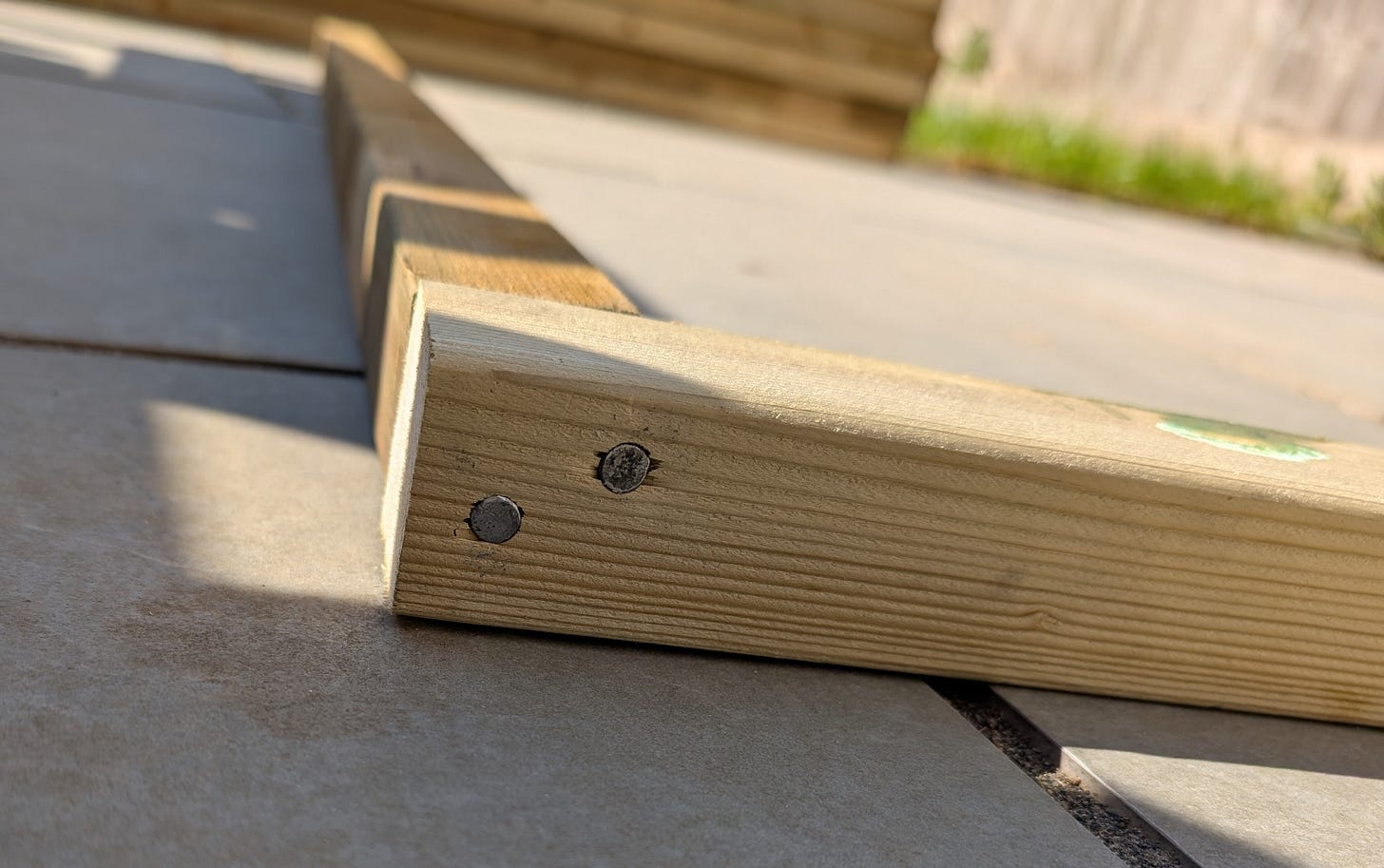 A perfectly nailed joint on a shed base