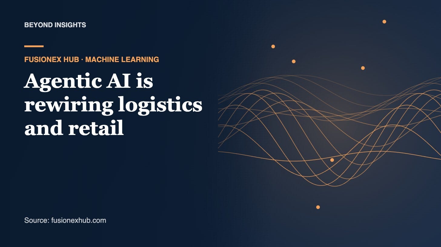 Flowing route lines illustrating agentic AI in logistics and retail supply chains Flowing route lines illustrating agentic AI in logistics and retail supply chains