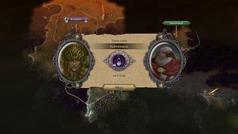 Screenshots of Master of Magic, 2022 remake.