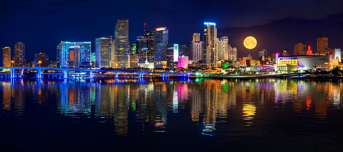 High Resolution Miami Skyline at Night - Fine Art Photography