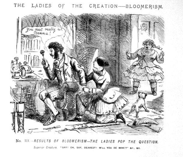 Victorian era Woman "Popping the question" Bloomer-cartoon : r/RoleReversal