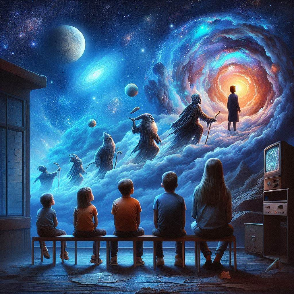 A child dreaming of becoming an adult, surreal but realistic, digital art, midjourney
