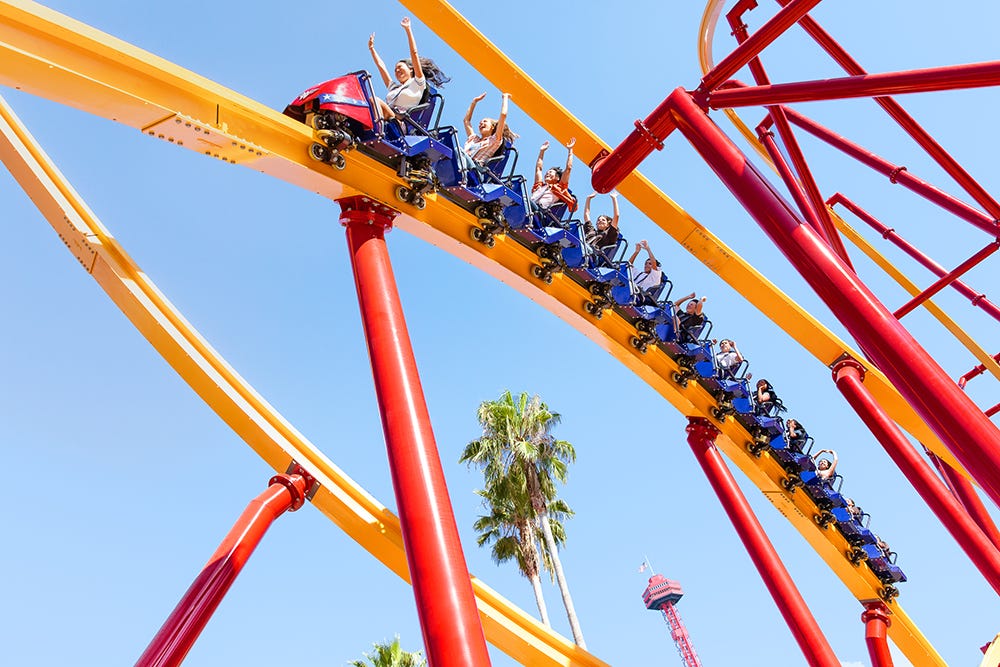 Wonder Woman Flight of Courage coaster at Six Flags Magic Mountain
