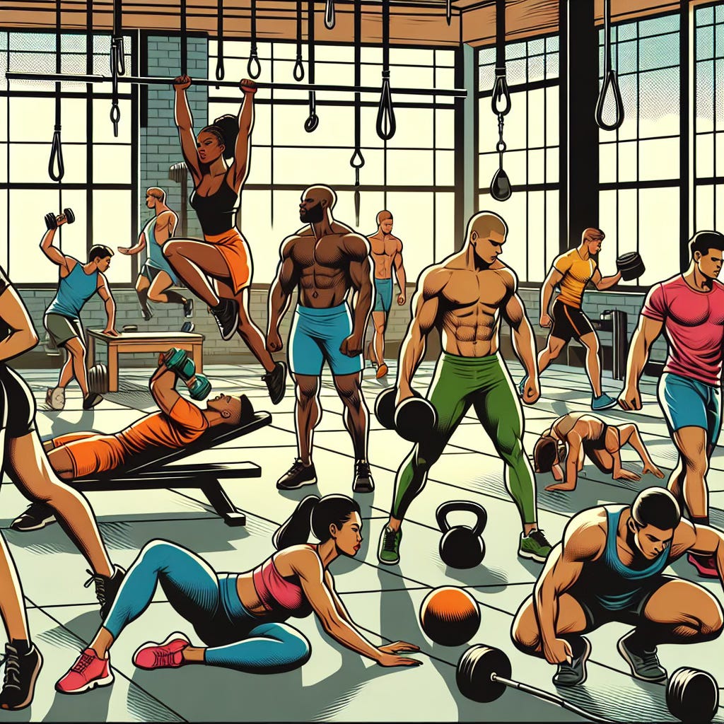 Men and women working out Men and women working out