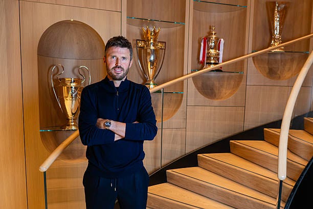 Head Coach Michael Carrick of Manchester United poses at Carrington Training Ground on January 13, 2026 in Manchester, England.