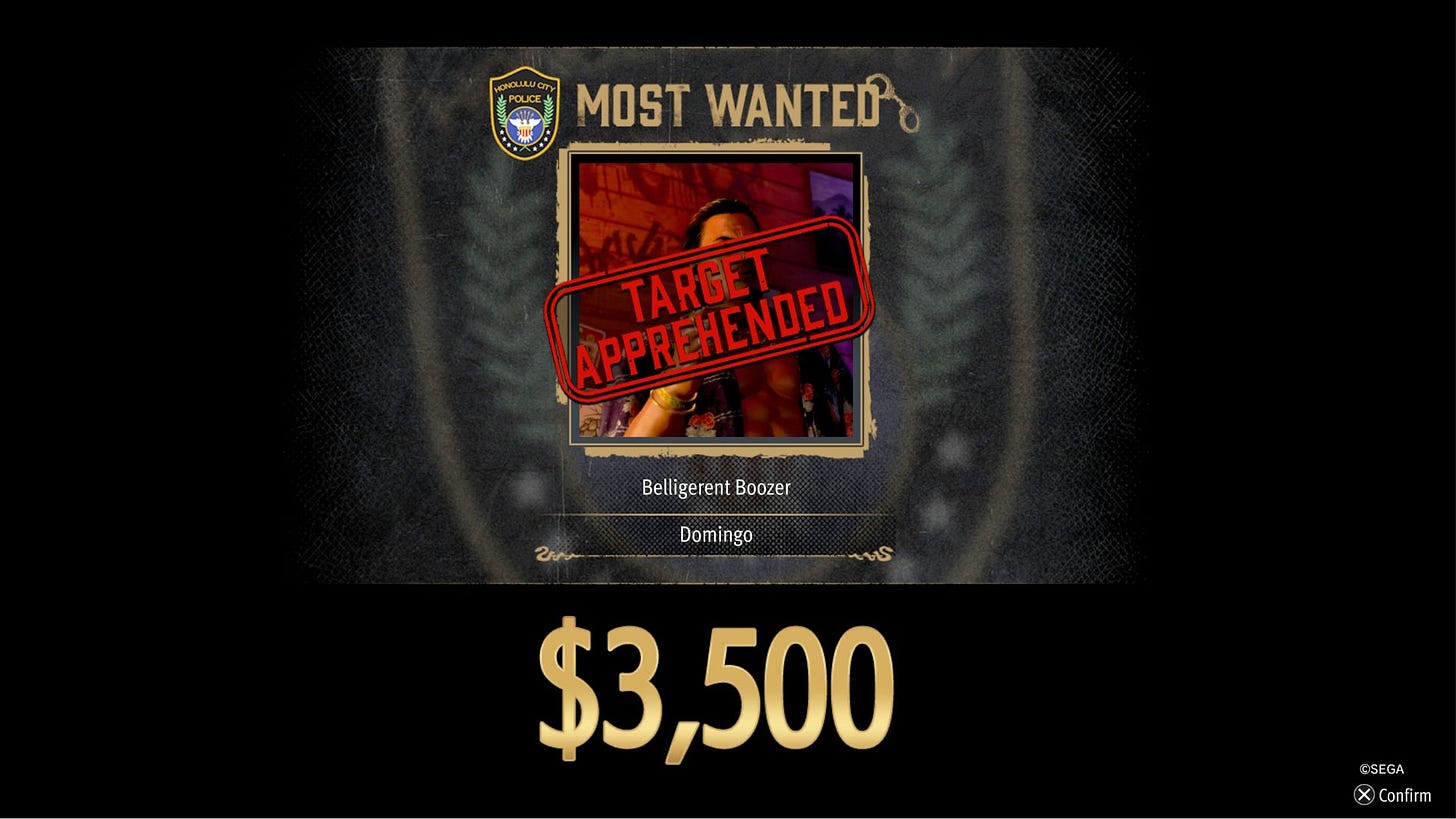 A screenshot of a bounty in Pirate Yakuza.