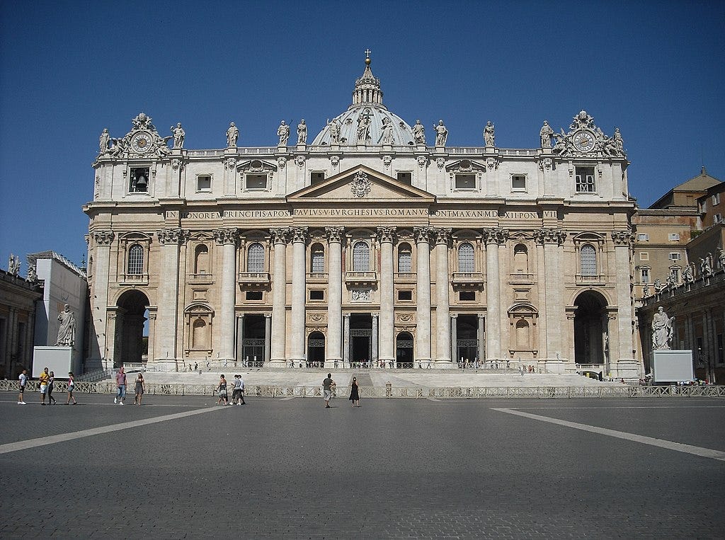 The Facade of St. Peters' Basilica in Rome is a great example of Renaissance Architecture The Facade of St. Peters' Basilica in Rome is a great example of Renaissance Architecture