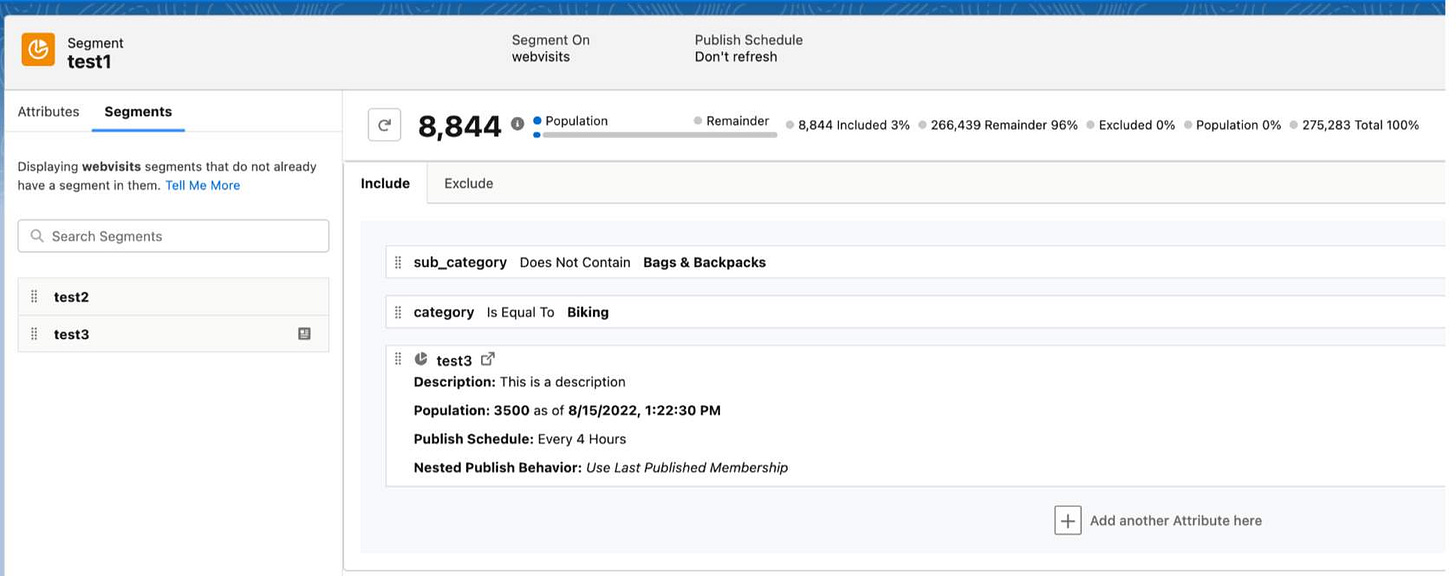 Nested segment example.