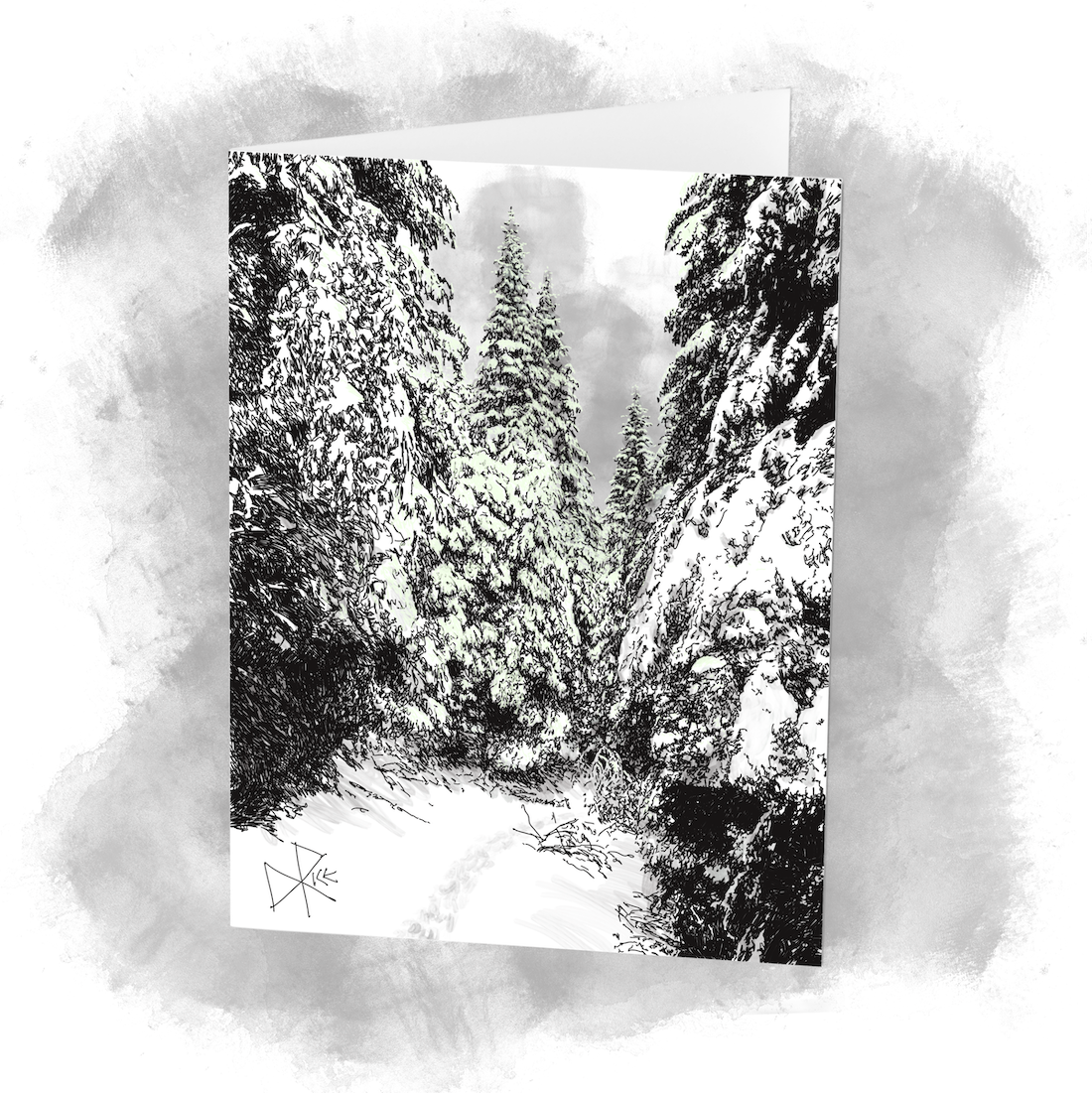 A view from inside a forest. Trees to the front and to the side, only trees. A path between the trees has been created by its inabitants. Sketch art by Don Rice. A view from inside a forest. Trees to the front and to the side, only trees. A path between the trees has been created by its inabitants. Sketch art by Don Rice.