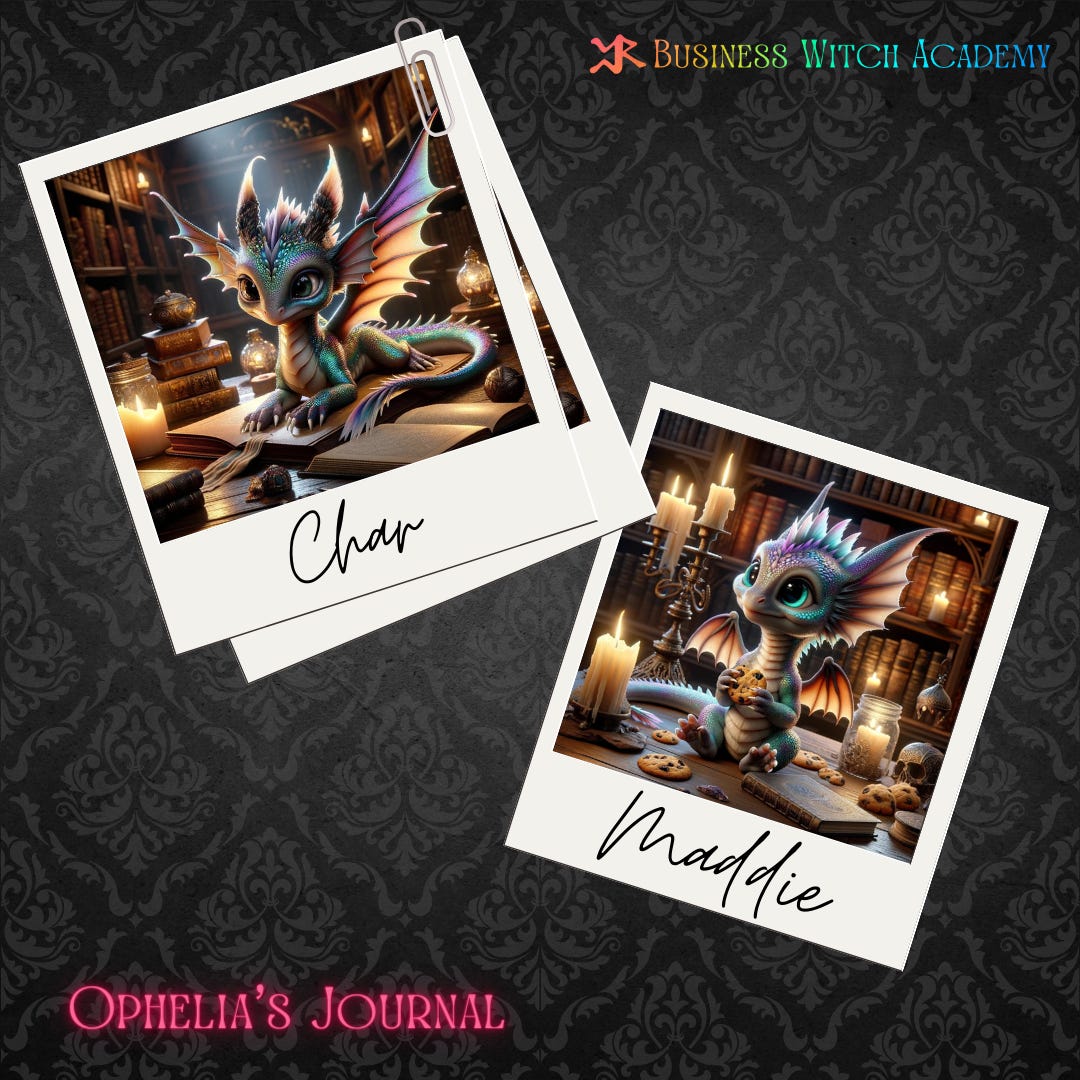 Generated with the assistance of AI exclusively for Cheryl Evans, Business Witch Academy: “Ophelia’s Journal: Char & Maddie” Polaroid photos of Doxie’s Char & Maddie sitting by the fire in the student lounge of the Business Witch Academy. Generated with the assistance of AI exclusively for Cheryl Evans, Business Witch Academy: “Ophelia’s Journal: Char & Maddie” Polaroid photos of Doxie’s Char & Maddie sitting by the fire in the student lounge of the Business Witch Academy.
