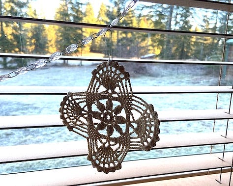 Crocheted snowflakes