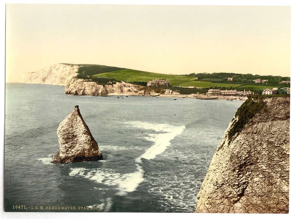 [Freshwater Bay and Stag Rock, Isle of Wight, England]