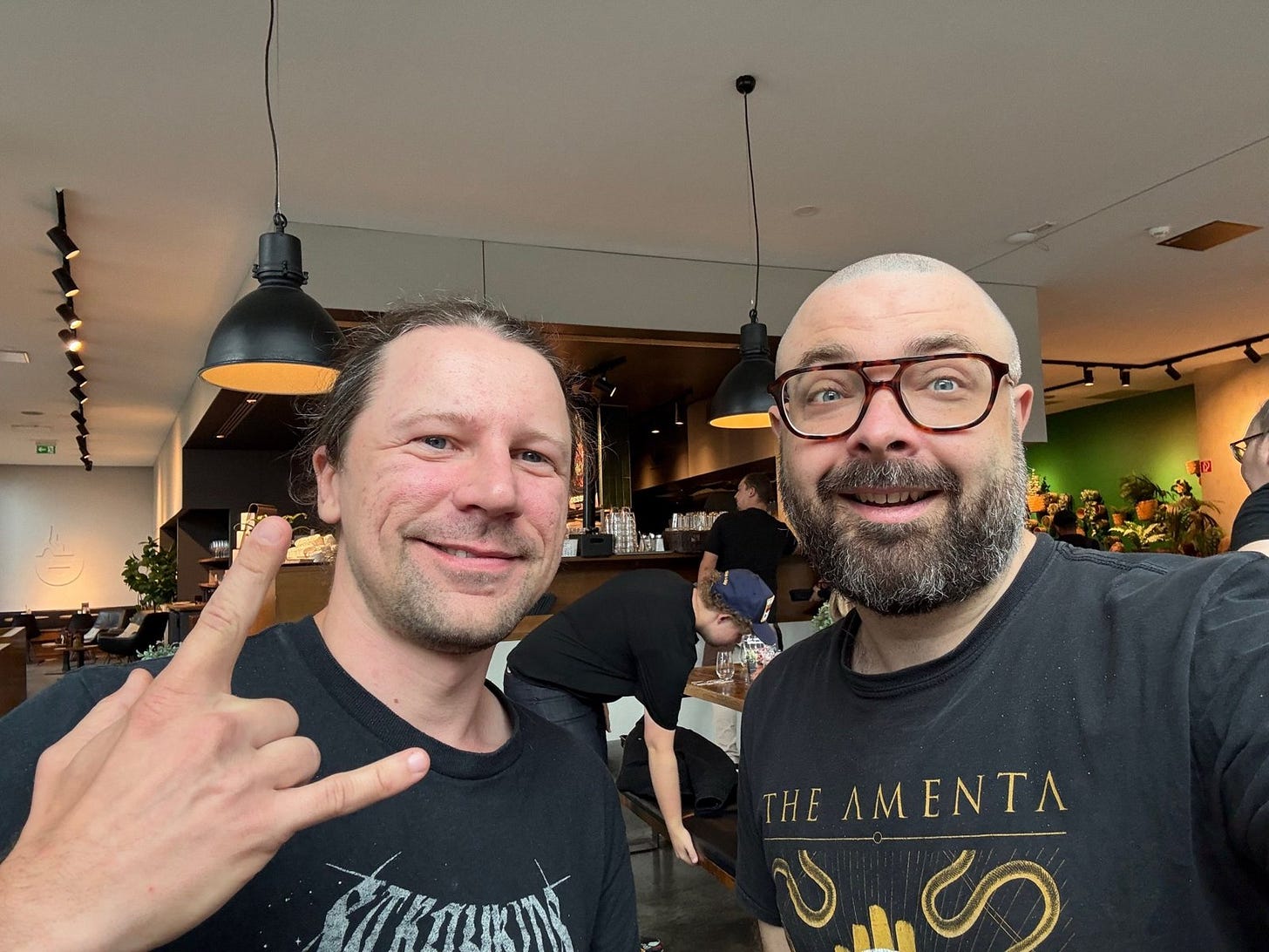 Alexey Grigorev and Hugo Bowne-Anderson in a cafe in Berlin Alexey Grigorev and Hugo Bowne-Anderson in a cafe in Berlin
