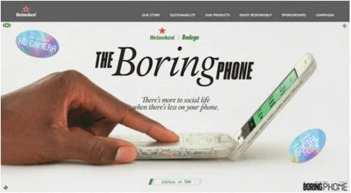 Web page for Heineken: The Boring Phone
