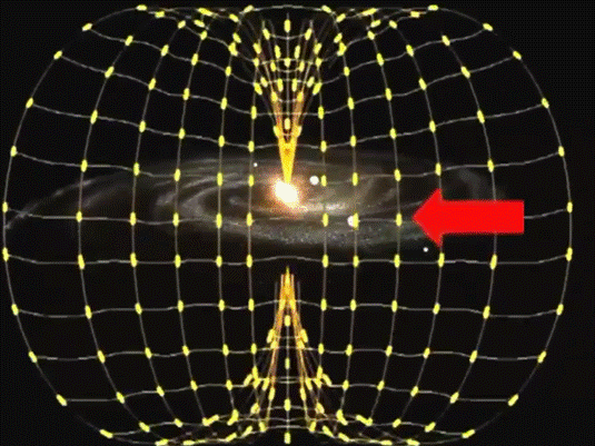 A black hole with a red arrow pointing to the center of it

AI-generated content may be incorrect.