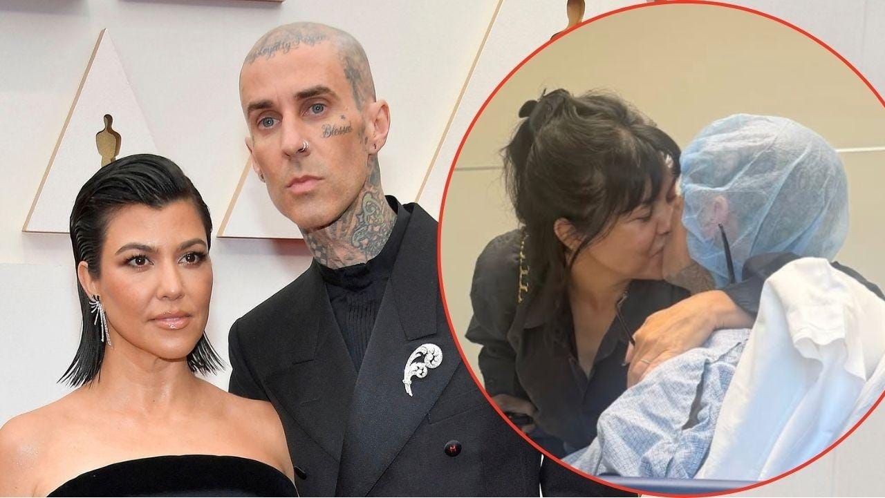 Split image of Kourtney Kardashian and Travis Barker Split image of Kourtney Kardashian and Travis Barker