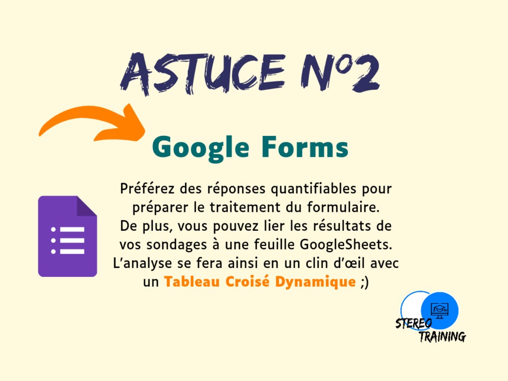 Un questionnaire Google Forms lié à un classeur Google Sheets pour lier les résultats