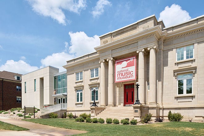 The National Music Museum opened its renovated first-floor galleries in 2023. Work continues on the second floor.