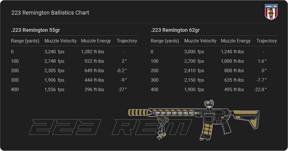 .223 Rem Ballistics table