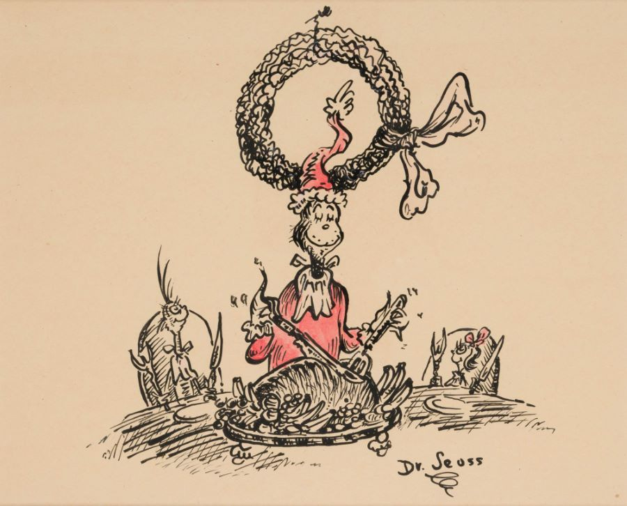 Signed The Grinch Carving the Roast Beast Original Illustration by Dr ...