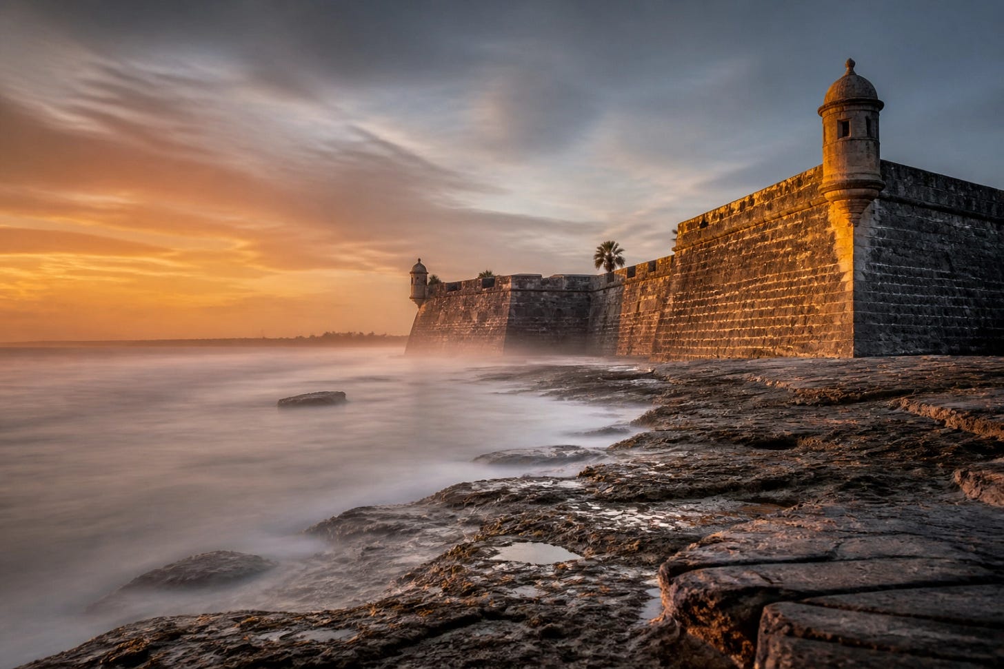 Sunrise over Castillo de San Marcos in St. Augustine Florida, site of America's first Catholic Mass. Sunrise over Castillo de San Marcos in St. Augustine Florida, site of America's first Catholic Mass.