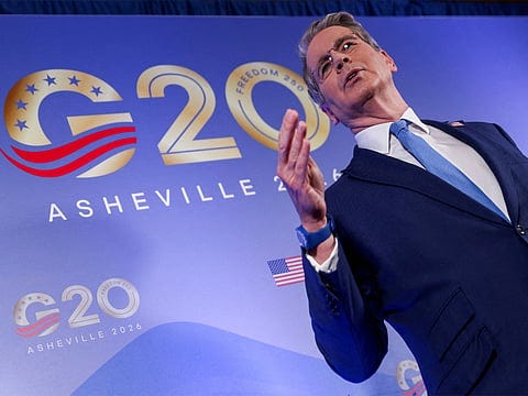 US Treasury Secretary Scott Bessent gestures, as finance ministers and central bank governors from G20 countries meet in Asheville, North Carolina. US Treasury Secretary Scott Bessent gestures, as finance ministers and central bank governors from G20 countries meet in Asheville, North Carolina.