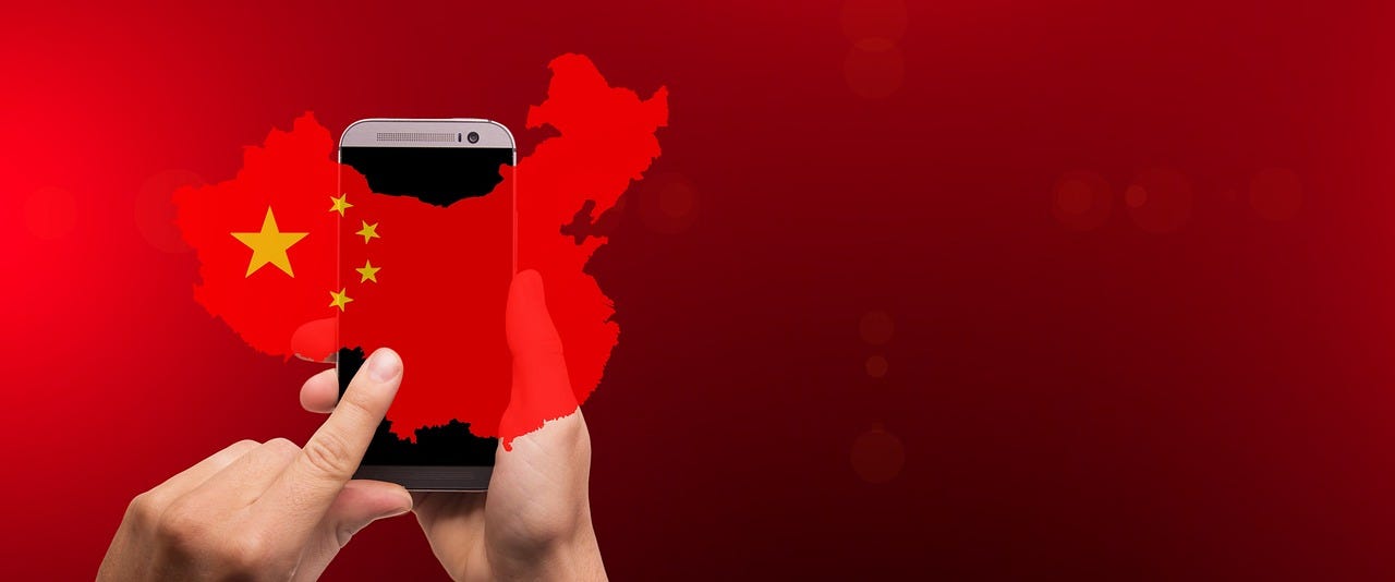 China superimposed over a cell phone