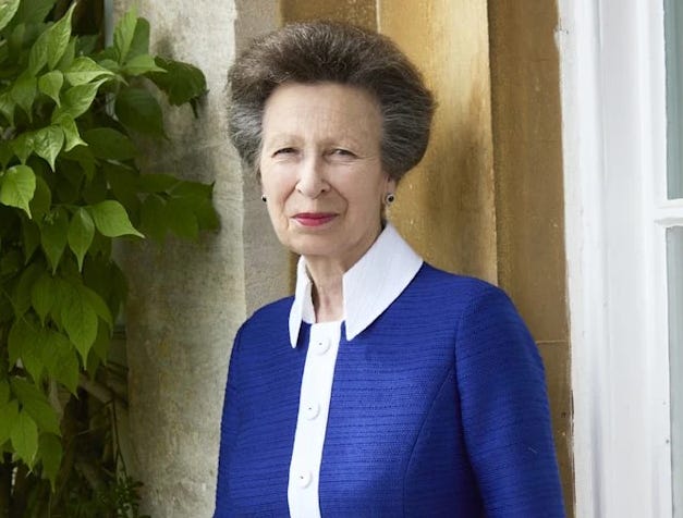 Princess Anne wearing a blue dress Princess Anne wearing a blue dress