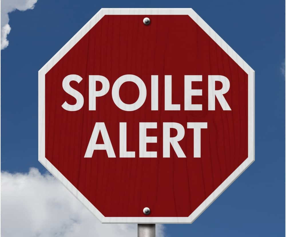 A signpost with the words Spoiler Alert written on it