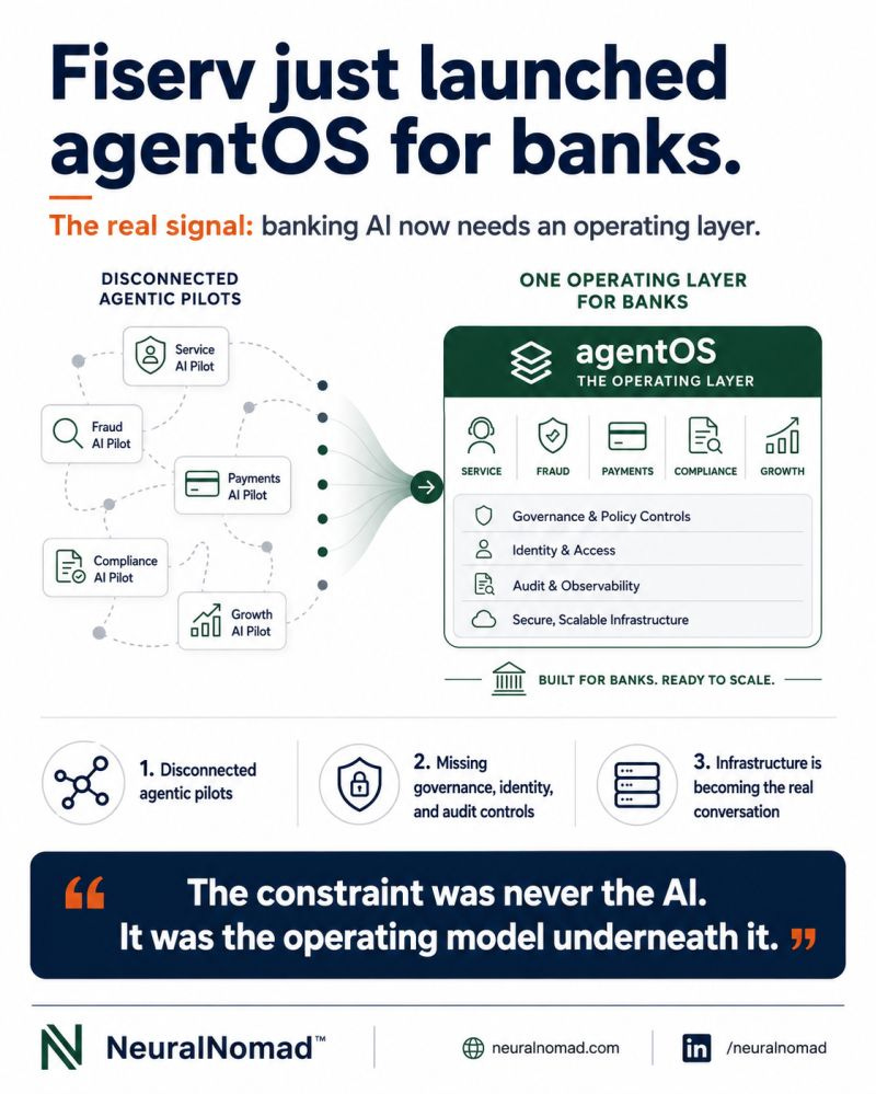 Fiserv Launches agentOS for Banking AI Infrastructure | Anuj Nanda posted  on the topic | LinkedIn