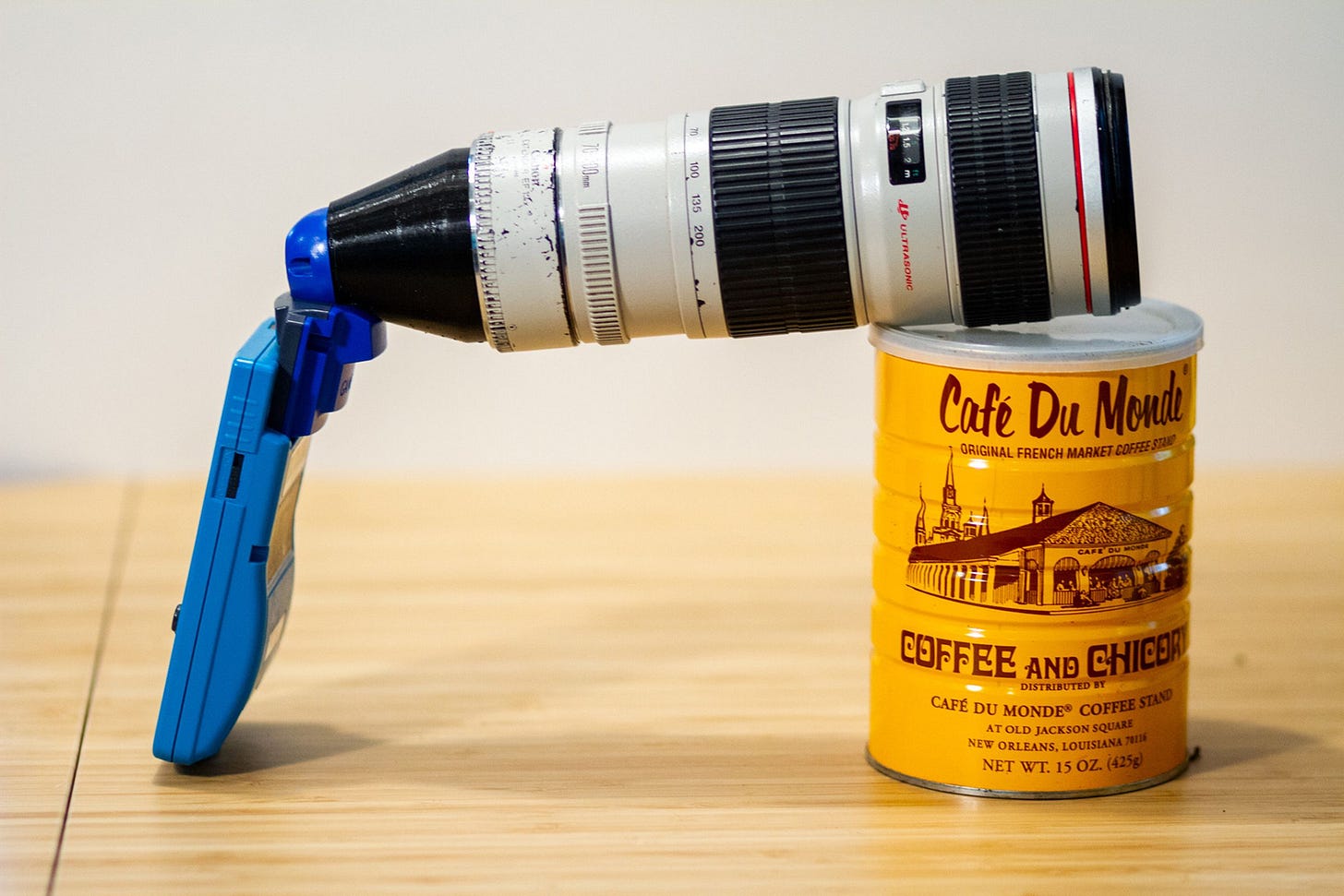 Telephoto lens attached to Game Boy Camera