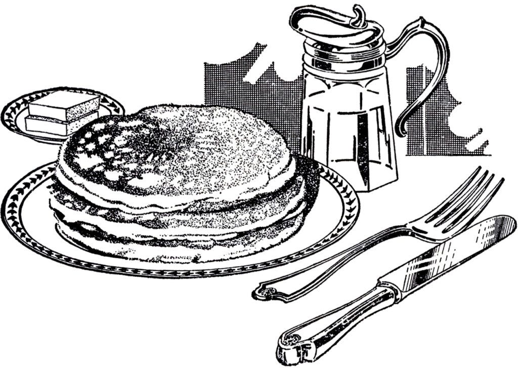 vintage breakfast image pancakes syrup butter knife fork image vintage breakfast image pancakes syrup butter knife fork image