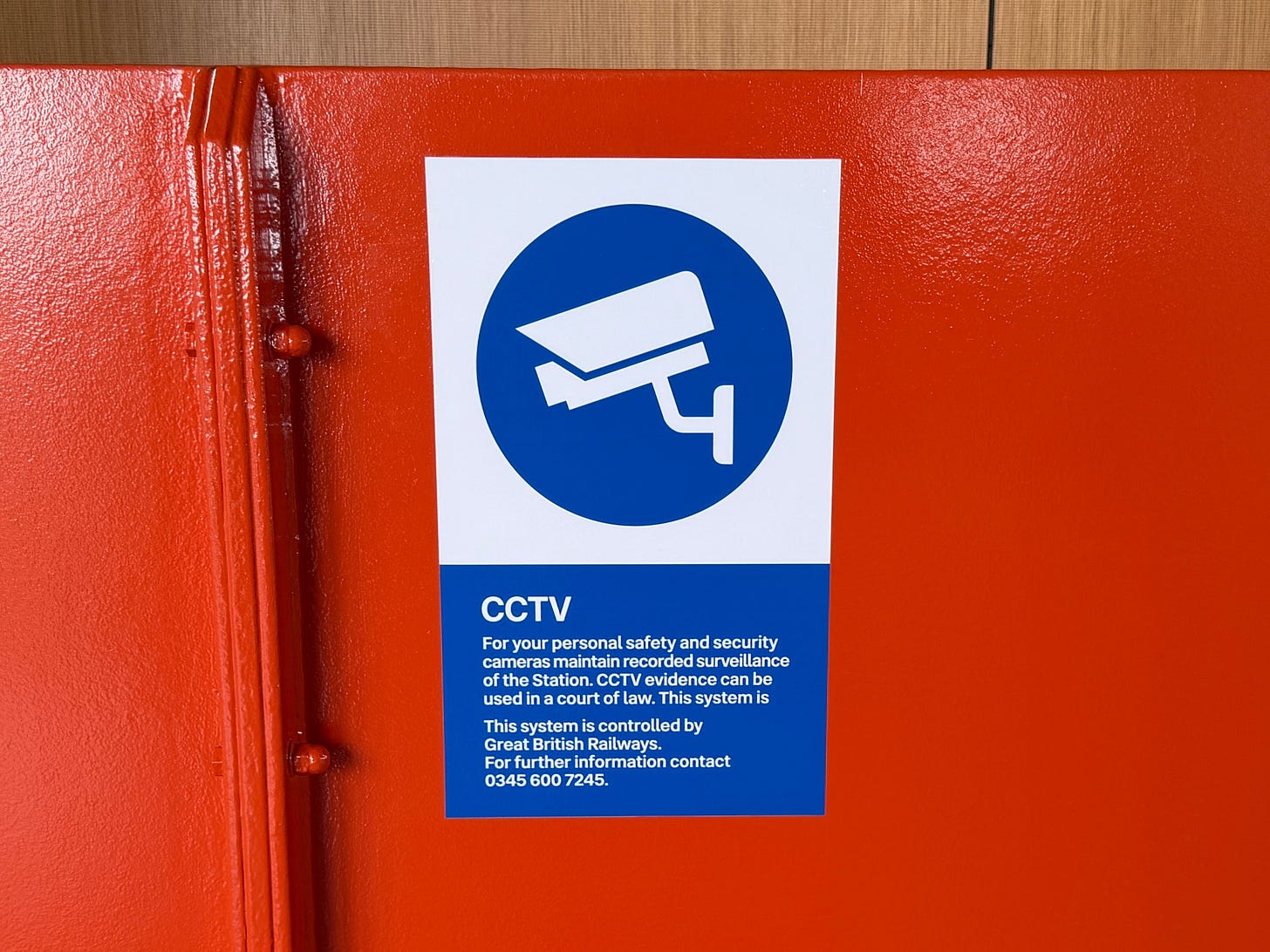 Photo of a CCTV sign in Rail Alphabet 2.1/2A/3.