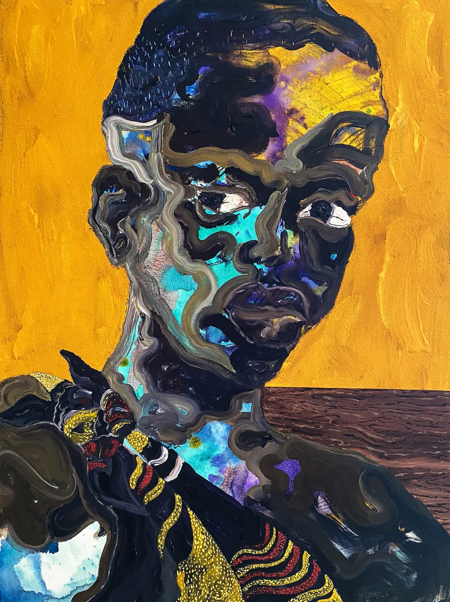 Painter Ludovic Nkoth hopes the audience will learn about his people,  traditions and meanings