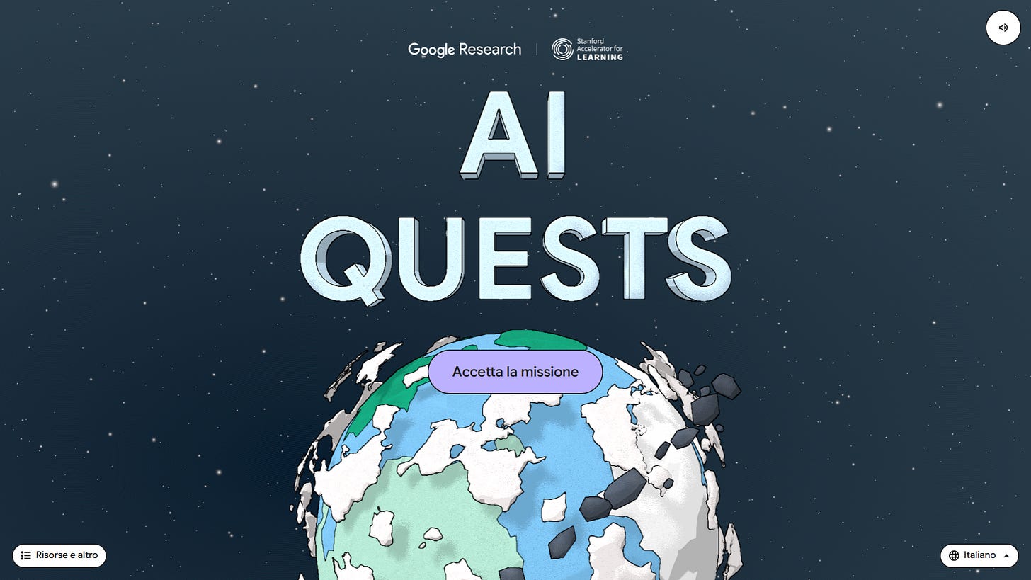 Schermata del gioco educativo AI Quests di Google Research Schermata del gioco educativo AI Quests di Google Research