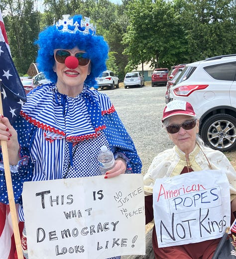 Signs at Bothell No Kings Rally
