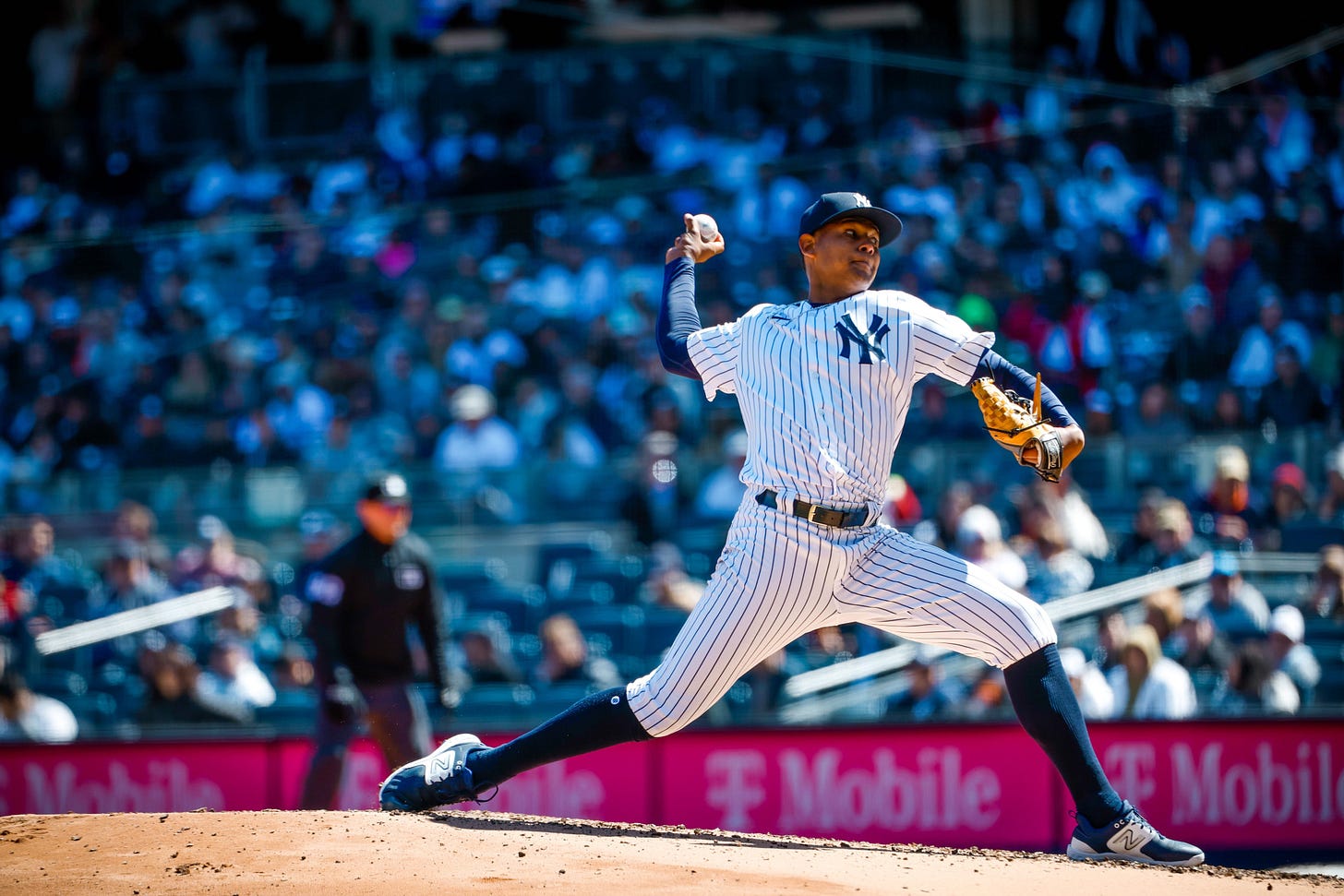 Jhony Brito pitching in pinstripes. Jhony Brito pitching in pinstripes.