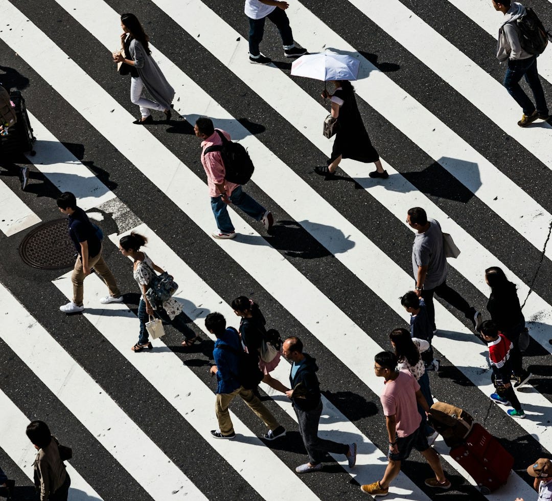 peoples walking on pedestrian lane