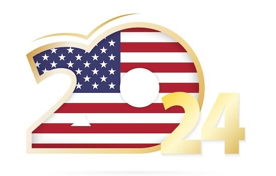Year 2024 with USA Flag pattern