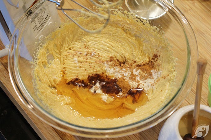 Step 3 - Followed by salt, baking soda, cinnamon, honey, and xanthan gum. Step 3 - Followed by salt, baking soda, cinnamon, honey, and xanthan gum.