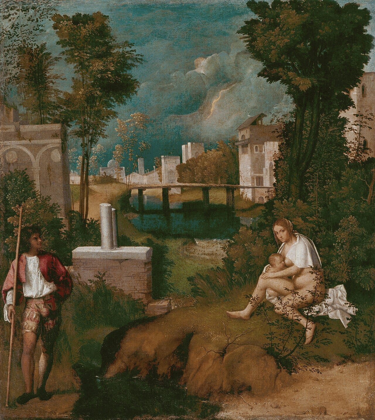 A soldier and a nursing mother in a landscape before a storm A soldier and a nursing mother in a landscape before a storm