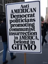 May be an image of 2 people and text that says 'Anti AMERICAN Democrat politicians promoting communist insurrection in AMERICA, belong in GITMO Grok'
