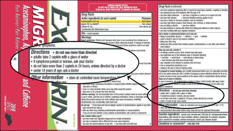 Image - Excedrin Migraine Label