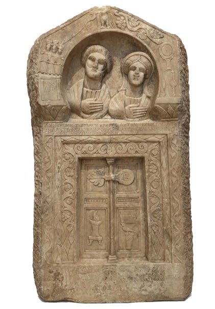 Ancient funerary stele. Hekate. The Dead. Spirits. Psychopomp