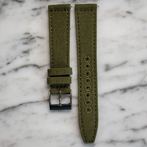 Canvas and leather watch straps for vintage watches