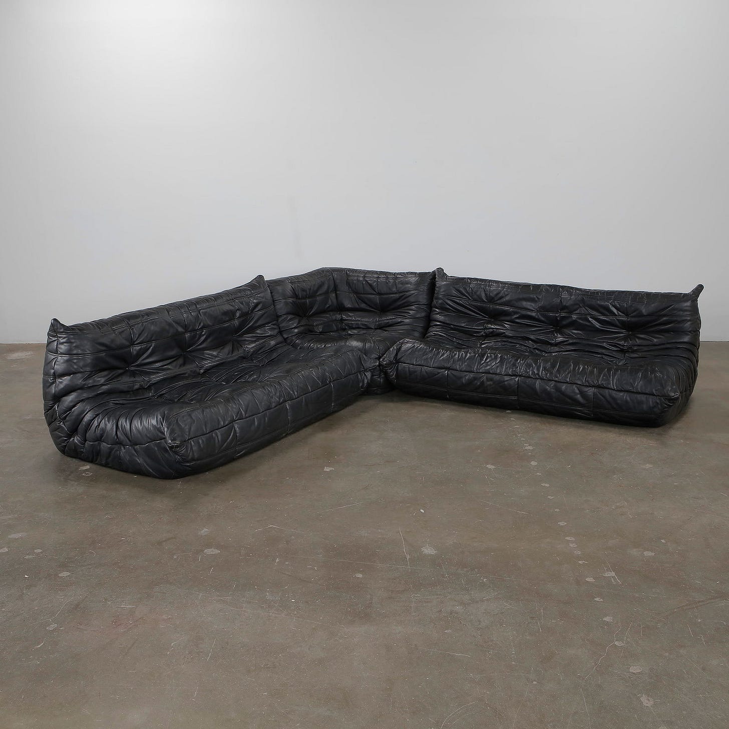 Michel Ducaroy for Ligne Roset, Black Togo Sofa Set, Two 3-seaters, 1 corner, 1990s