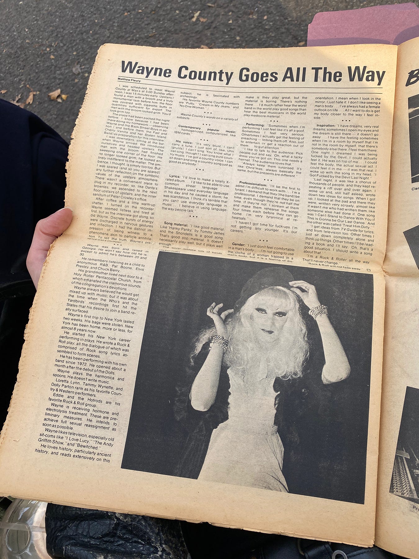 Hands on with a 1976 copy of New York Rocker with Patti Smith on