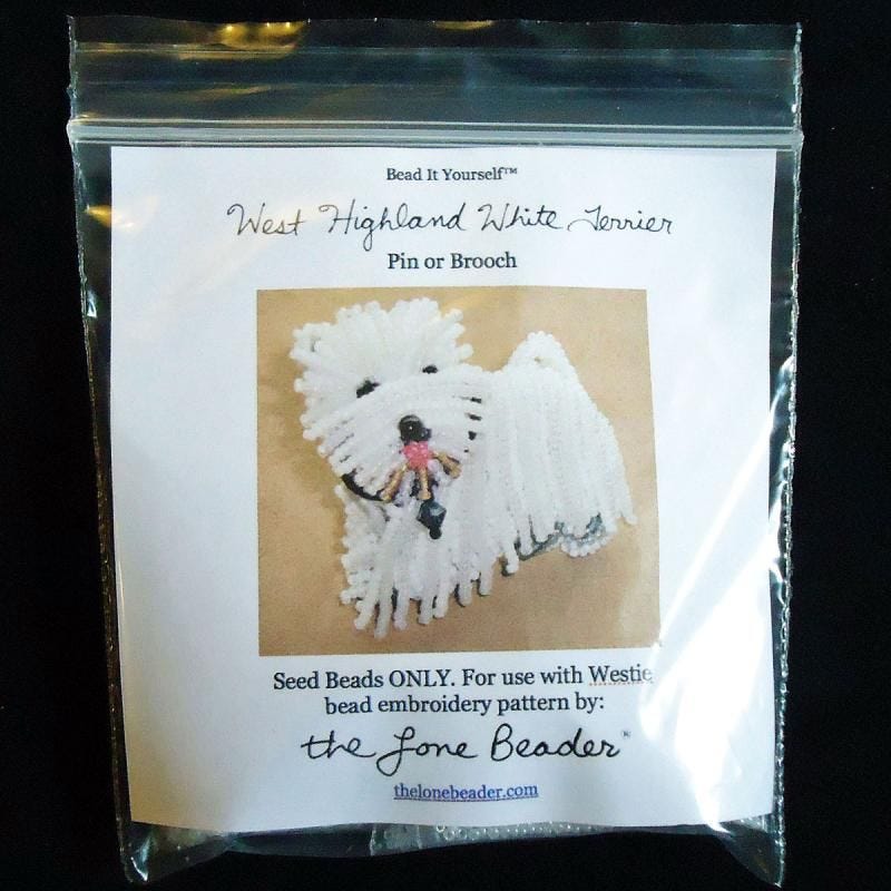 15/0 seed beads kit Westie dog beading pattern etsy bead embroidery